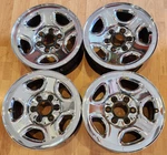 Set Of (4) 16" Chevy Silverado, Gmc Oem Chrome Skin Steel Rims 16X6.5 1999-2008. Fixed Price $500.00.