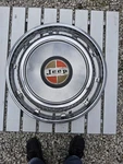 1969-1973 Jeepster Commando Wagoneer 15" Wheel Cover Hubcap Oem Gold/orange. Fixed Price $75.00.