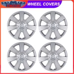 Silver Set Of 14" Wheel Covers Snap On Full Hub Caps Fit R14 Tire+rim. Fixed Price $37.99.