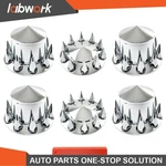 Labwork Chrome Hub Kit Front Rear Semi Truck Wheel Axle Covers Spiked 33MM. Fixed Price $115.01.