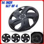 Gloss Black 14" Universal Wheel Covers Hubcaps Set Of Snap On For Steel. Fixed Price $43.99.