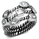 Women's Stainless Steel High Polished 6.31(G) Cz Clear Ring Set. Fixed Price $27.00.