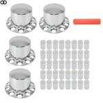 Rear Wheel *4 33MM Flat Head Lug Nuts Chrome Hubcap Kit Semi Truck. Fixed Price $88.47.